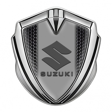 Suzuki Emblem Metal Badge Silver Dark Grate Grey Logo Edition