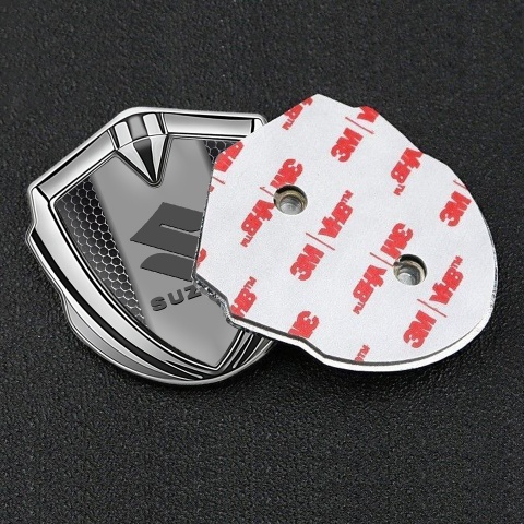 Suzuki Emblem Metal Badge Silver Dark Grate Grey Logo Edition