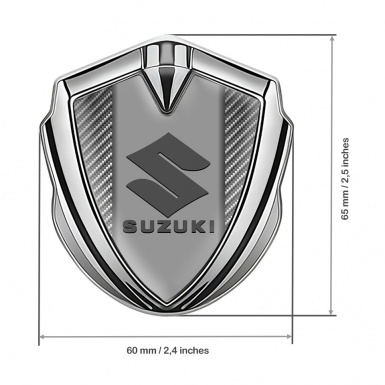 Suzuki 3d Emblem Badge Silver Light Carbon Fiber Grey Logo Edition