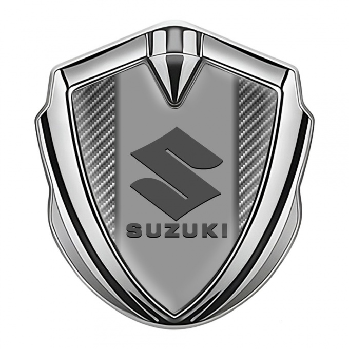 Suzuki 3d Emblem Badge Silver Light Carbon Fiber Grey Logo Edition