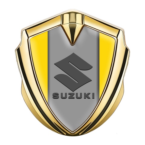 Suzuki Silicon Emblem Gold Yellow Background Grey Logo Edition