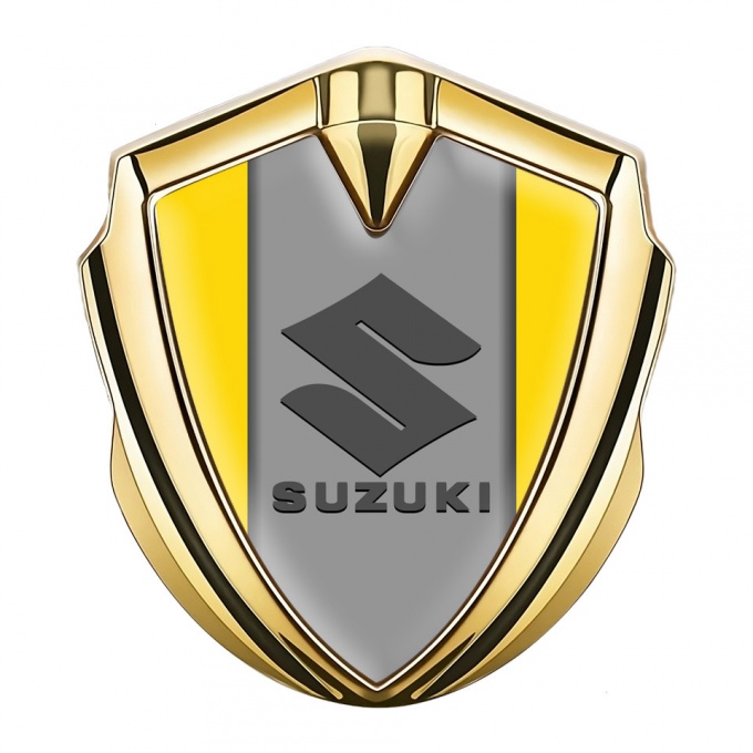 Suzuki Silicon Emblem Gold Yellow Background Grey Logo Edition