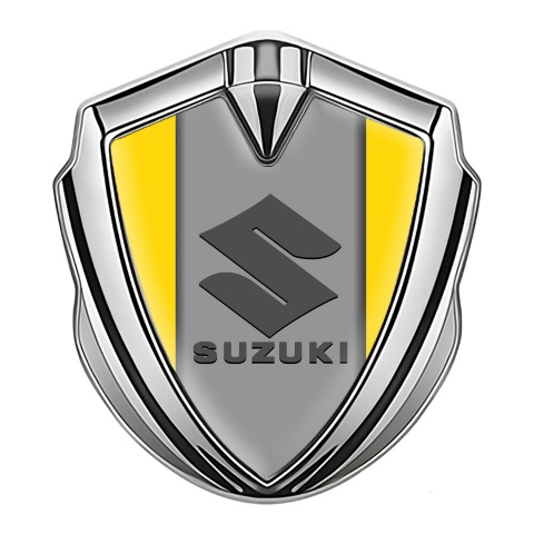 Suzuki Silicon Emblem Silver Yellow Background Grey Logo Edition