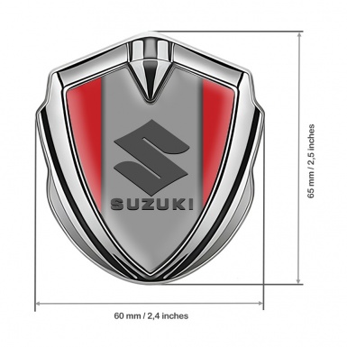 Suzuki Emblem Car Badge Silver Red Background Grey Logo Edition