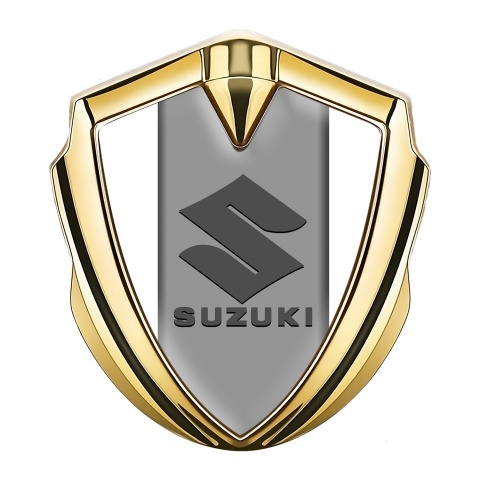 Suzuki Bodyside Emblem Self Adhesive Gold White Base Grey Logo Design