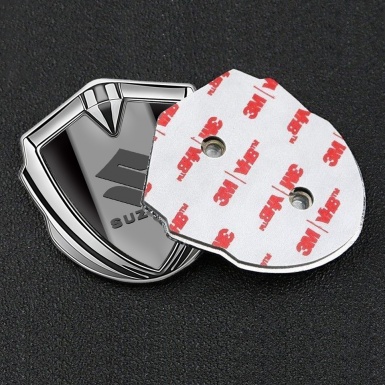Suzuki Metal Domed Emblem Silver Black Base Grey Logo Design