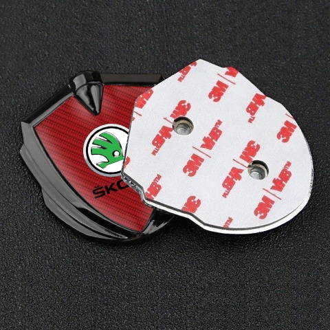 Skoda Badge Self Adhesive Graphite Red Carbon Green Metallic Logo