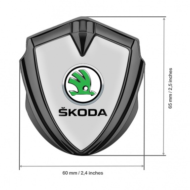 Skoda Emblem Fender Badge Graphite Grey Base Green Metallic Logo