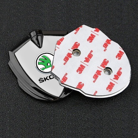 Skoda Emblem Fender Badge Graphite Grey Base Green Metallic Logo