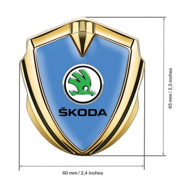 Skoda Metal Emblem Self Adhesive Gold Glacial Blue Green Metallic Logo