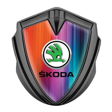 Skoda Bodyside Domed Emblem Graphite Color Scheme Green Metallic Logo