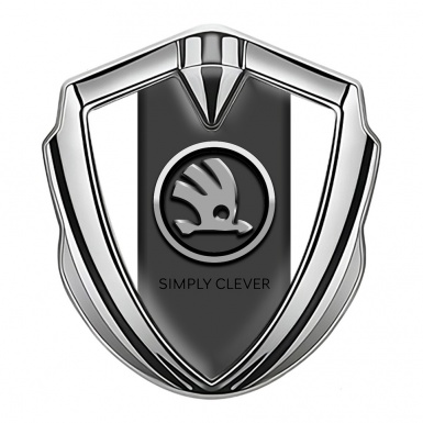 Skoda Emblem Car Badge Silver White Background Chrome Logo Edition