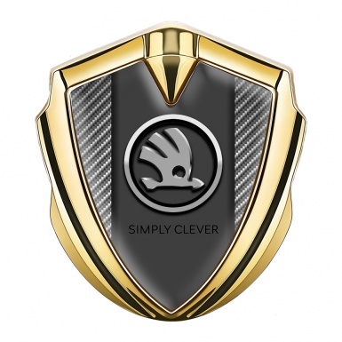 Skoda Badge Self Adhesive Gold Light Carbon Chrome Logo Design