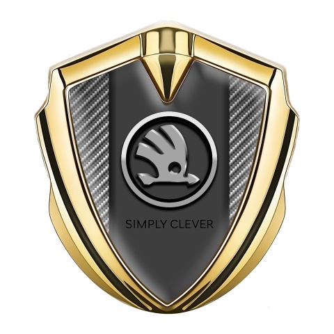 Skoda Badge Self Adhesive Gold Light Carbon Chrome Logo Design