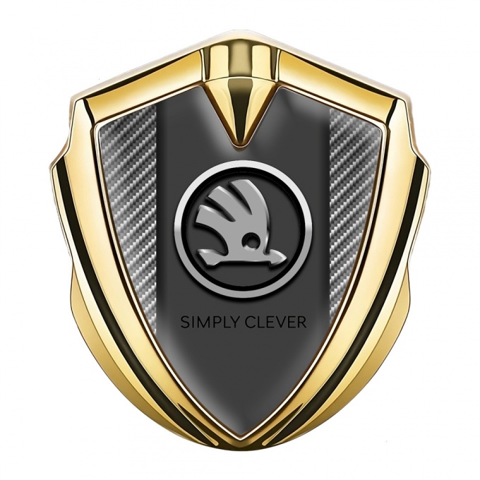 Skoda Badge Self Adhesive Gold Light Carbon Chrome Logo Design
