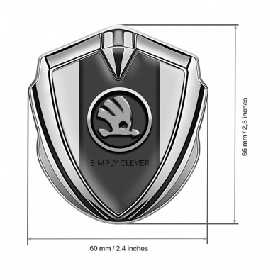 Skoda Metal Emblem Self Adhesive Silver Grey Print Chrome Logo Design