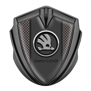 Skoda Fender Emblem Badge Graphite Grey Carbon Chrome Logo Motif