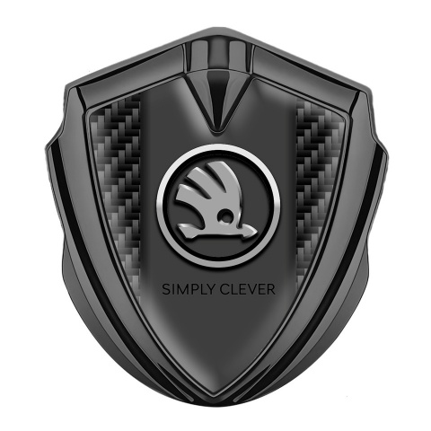 Skoda Bodyside Domed Emblem Graphite Black Carbon Chrome Logo Motif