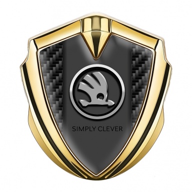 Skoda Bodyside Domed Emblem Gold Black Carbon Chrome Logo Motif