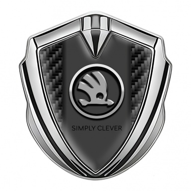 Skoda Bodyside Domed Emblem Silver Black Carbon Chrome Logo Motif