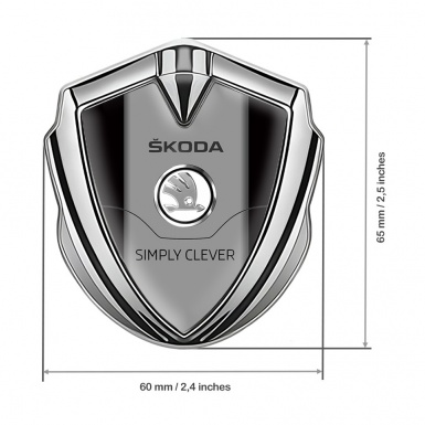 Skoda 3d Emblem Badge Silver Black Base Steel Logo Design