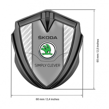 Skoda Metal Domed Emblem Graphite White Carbon Classic Green Logo
