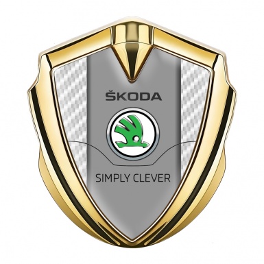 Skoda Metal Domed Emblem Gold White Carbon Classic Green Logo