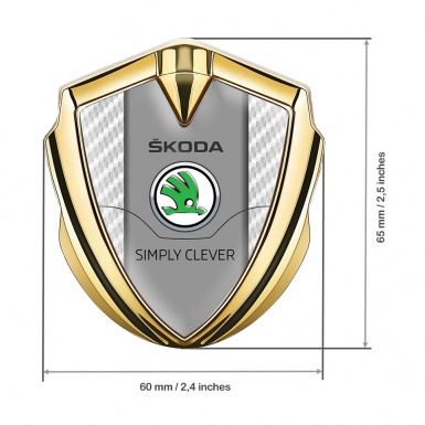 Skoda Metal Domed Emblem Gold White Carbon Classic Green Logo