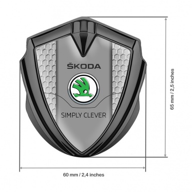 Skoda Badge Self Adhesive Graphite Grey Honeycomb Classic Green Logo