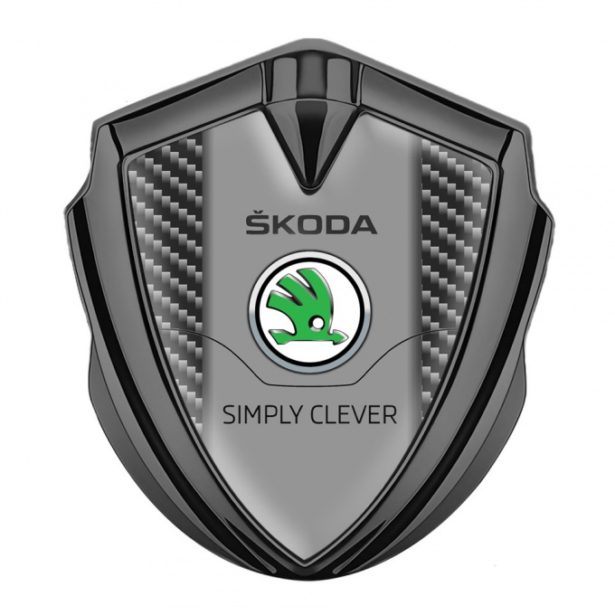 Skoda Emblem Badge Self Adhesive Graphite Dark Carbon Classic Green Logo