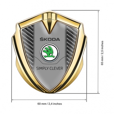 Skoda Emblem Badge Self Adhesive Gold Dark Carbon Classic Green Logo