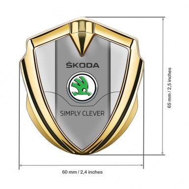 Skoda Emblem Fender Badge Gold Grey Print Classic Green Logo