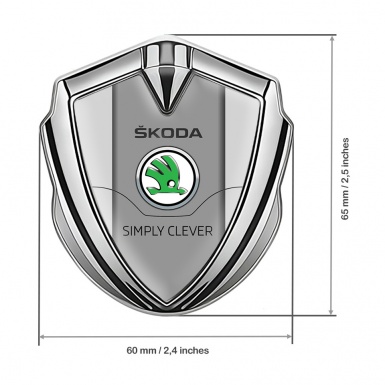 Skoda Metal Emblem Self Adhesive Silver Grey Print Classic Green Logo