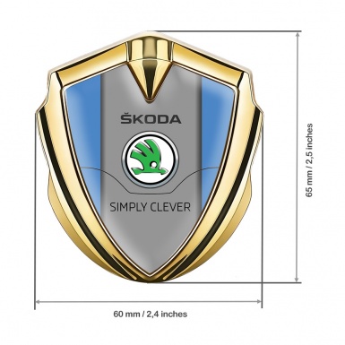 Skoda Metal Emblem Self Adhesive Gold Blue Print Classic Green Logo