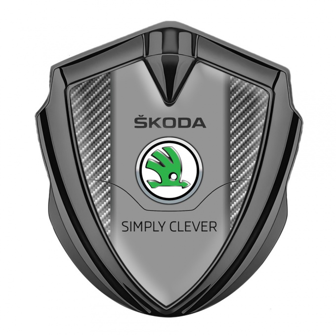 Skoda Emblem Trunk Badge Graphite Light Carbon Classic Green Logo