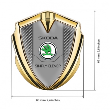 Skoda Emblem Trunk Badge Gold Light Carbon Classic Green Logo