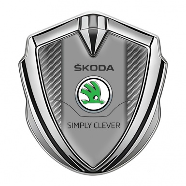 Skoda Emblem Trunk Badge Silver Light Carbon Classic Green Logo