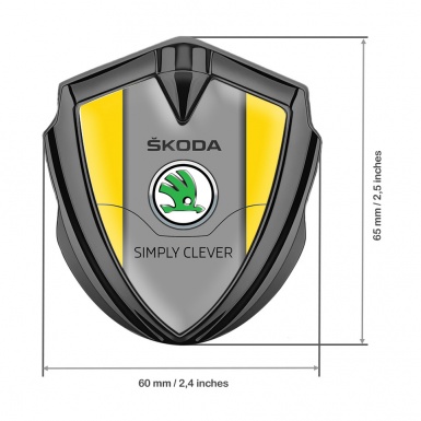 Skoda Emblem Self Adhesive Graphite Yellow Print Classic Green Logo