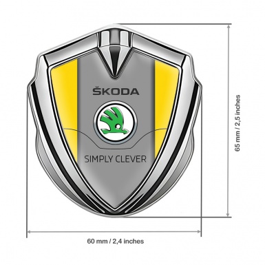 Skoda Emblem Self Adhesive Silver Yellow Print Classic Green Logo