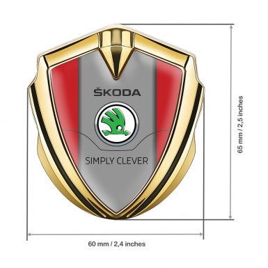 Skoda Metal Emblem Badge Gold Crimson Print Classic Green Logo