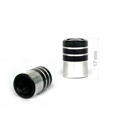 Peugeot Valve Caps Tire Black - Aluminum 4 pcs Red Silicone Sticker