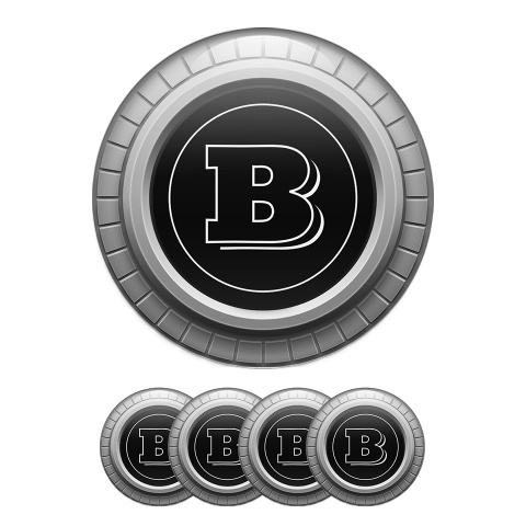 Mercedes Brabus Wheel Center Cap Domed Stickers  Black And Gray