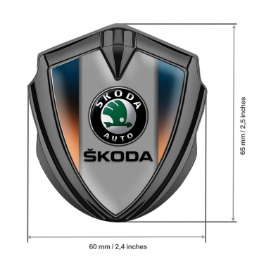 Skoda Domed Emblem Badge Graphite Color Gradient Dark Logo Design