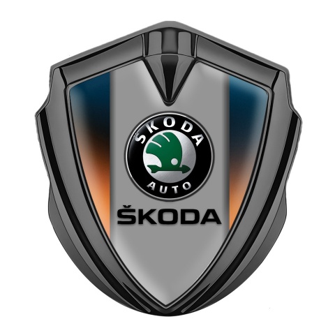 Skoda Domed Emblem Badge Graphite Color Gradient Dark Logo Design