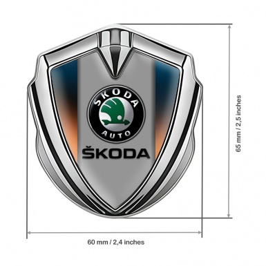 Skoda Domed Emblem Badge Silver Color Gradient Dark Logo Design