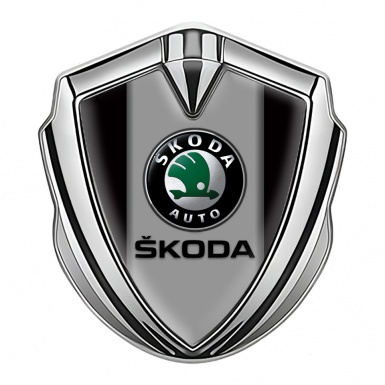 Skoda Emblem Ornament Silver Black Base Dark Logo Edition