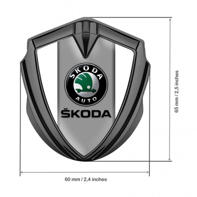 Skoda Bodyside Domed Emblem Graphite White Base Dark Logo Design
