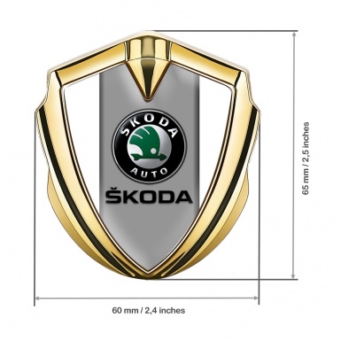 Skoda Bodyside Domed Emblem Gold White Base Dark Logo Design