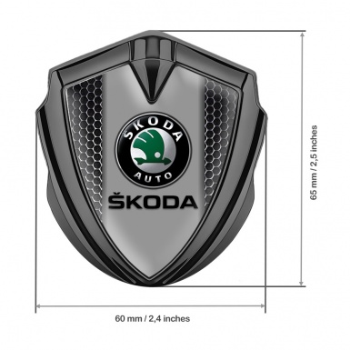 Skoda Bodyside Emblem Self Adhesive Graphite Metal Grate Dark Logo