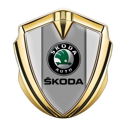 Skoda Badge Self Adhesive Gold Moon Grey Dark Logo Edition